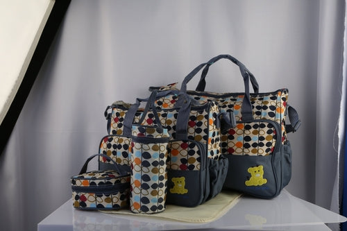 5PCS Per Set Baby Nappy Diaper Bags Set Mummy Diaper Shoulder Bags